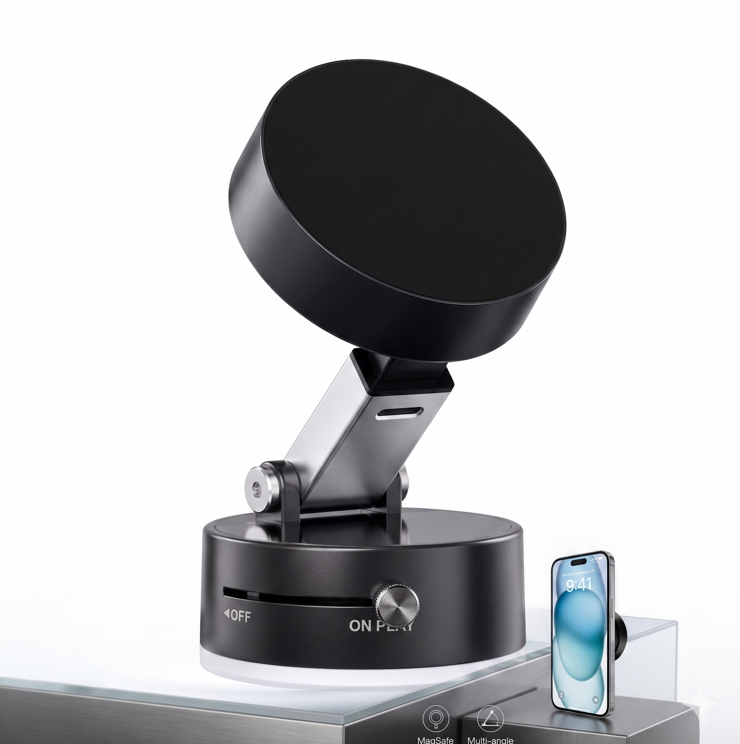 Soporte magnético para celular de auto.